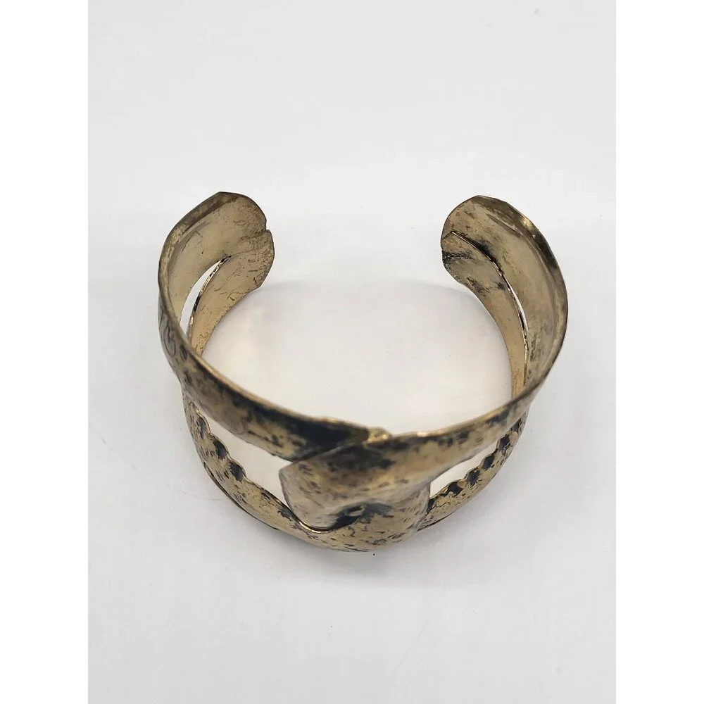 Anthropologie Intertwined Twist Tarnished Gold Tone Cuff Bracelet - Picture 3 of 12